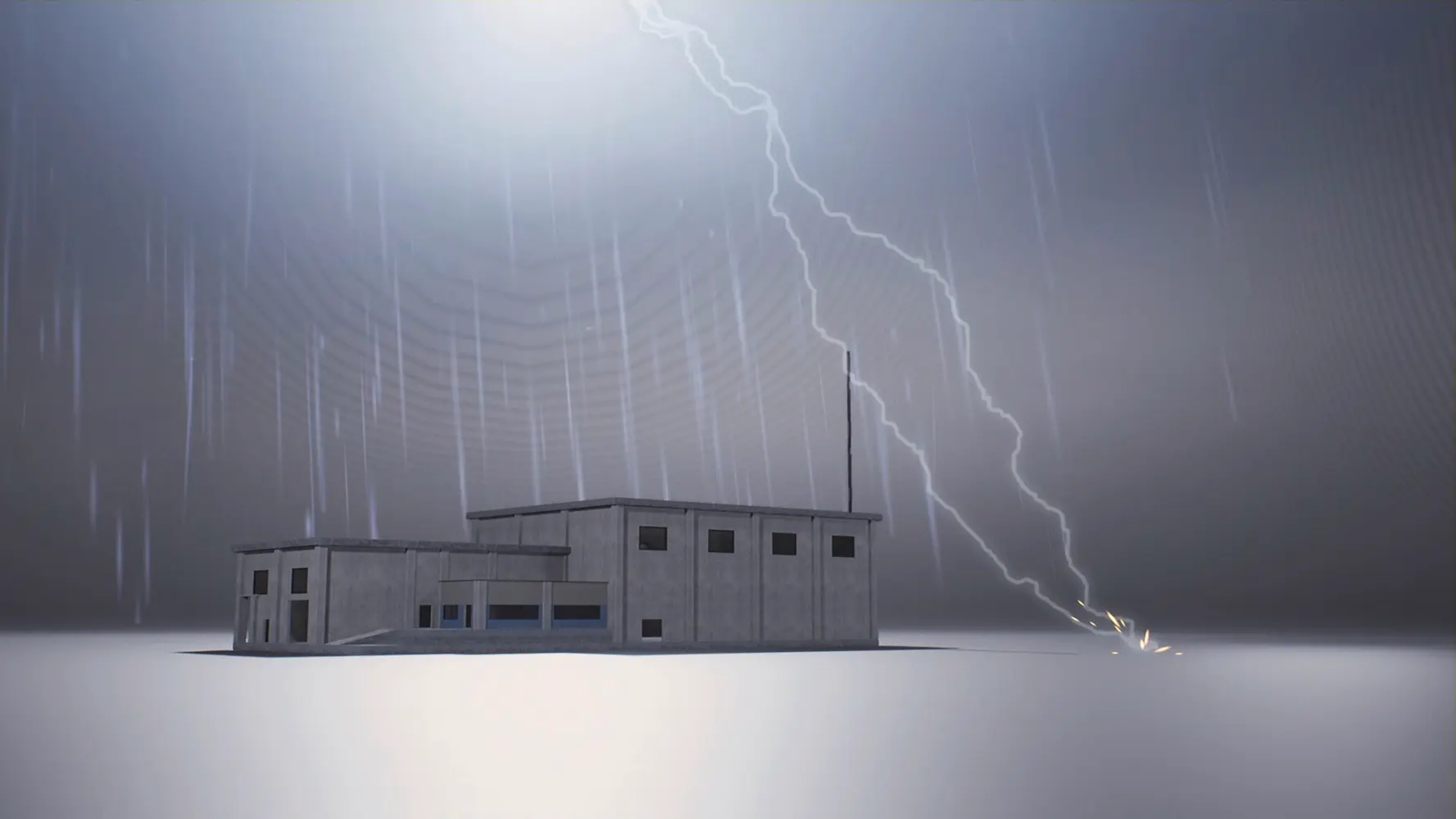 Lightning strikes close to a facility