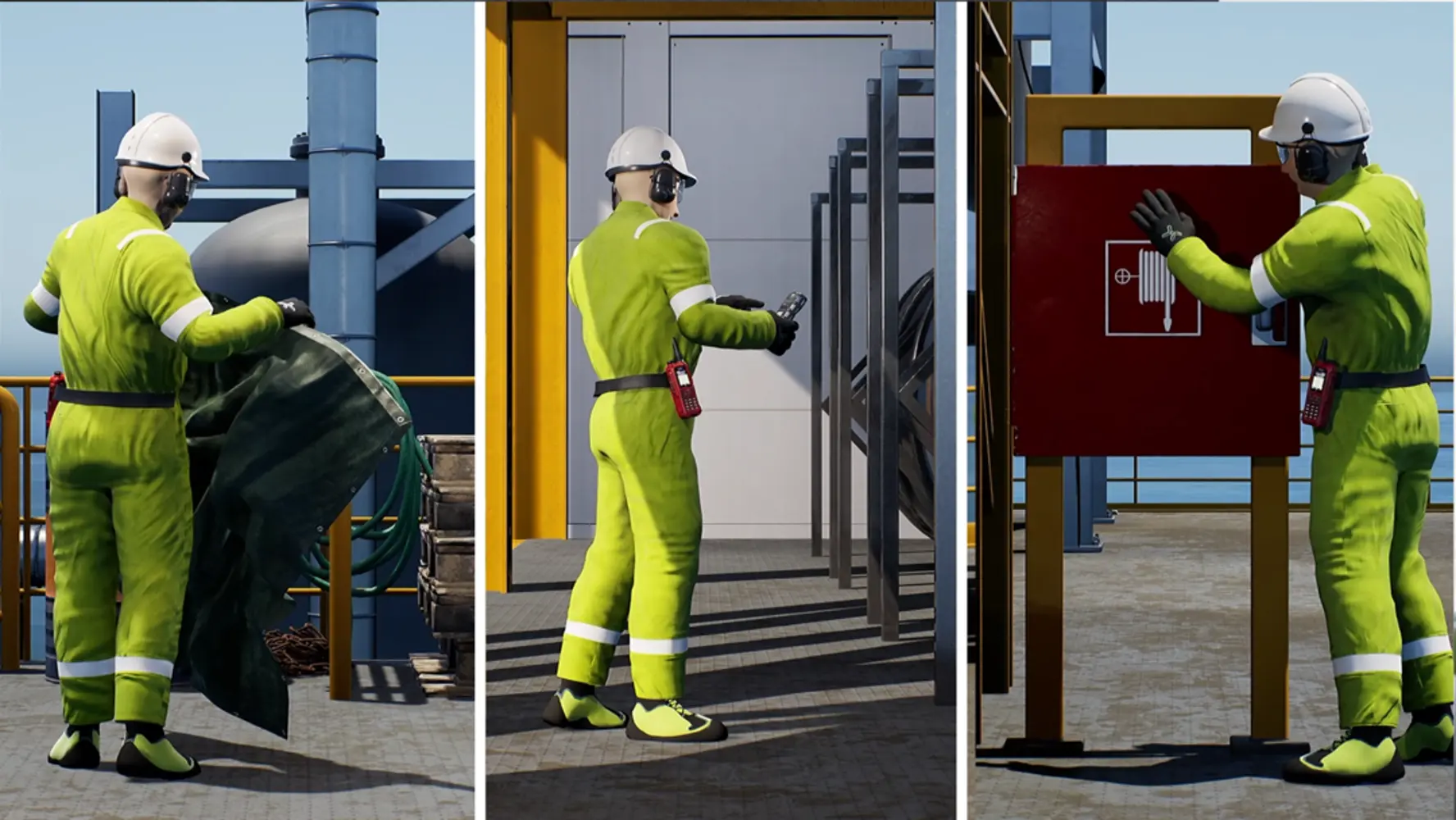 People work on platforms